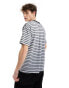 Obey stripe short sleeve t-shirt with ringer detail in academy blue multi