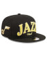 Фото #2 товара Men's Black Utah Jazz Golden Tall Text 9FIFTY Snapback Hat