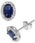 ფოტო #1 პროდუქტის Sapphire (1 ct. t.w.) & Diamond (1/10 ct. t.w.) Halo Stud Earrings in 14k White Gold