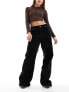 Mango cord relaxed straight leg jeans in black