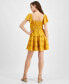 Фото #2 товара Juniors' Flutter-Sleeve Tiered Mini Dress