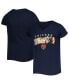 ფოტო #5 პროდუქტის Big Girls Navy Chicago Bears Reverse Sequin Wordmark V-Neck T-shirt