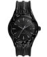 ფოტო #1 პროდუქტის Men's Vert Three Hand Date Black Leather Watch 44mm