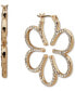 Gold-Tone Crystal Pavé Flower Medium Hoop Earrings, 1.38"