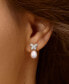 ფოტო #2 პროდუქტის Cultured Freshwater Pearl (8-1/2mm) & Diamond (1/8 ct. t.w.) Butterfly Stud Earrings in 14k Gold