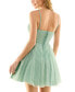 Фото #2 товара Juniors' Glitter-Tulle Ruched-Bodice Skater Dress, Created for Macy's