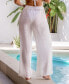 ფოტო #4 პროდუქტის Women's White Crosshatch Cutout Straight Leg Cover-Up Pants