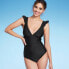 Фото #2 товара Women's Ruffle Shoulder Ruched Full Coverage One Piece Swimsuit - Kona Sol