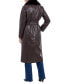 Women's Faux-Fur-Trim Faux-Leather Trench Coat