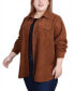 Plus Size Long Sleeve Corduroy Shirt Jacket Toast, 3X - фото #3