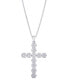 ფოტო #1 პროდუქტის Cubic Zirconia Cross Pendant Necklace in Silver Plate