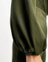 TFNC satin one shoulder jumpsuit in olive