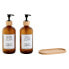 Фото #1 товара Дозатор мыла Home ESPRIT Янтарь Натуральный Бамбук Стеклянный 500 ml 7,5 x 7,5 x 20 cm