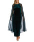 Women's Embellished Velvet Cape Gown