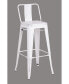 Industrial Metal Barstools with Bucket Back and 4 Legs, Set of 2