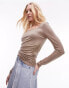 Фото #1 товара Topshop soft touch square neck long sleeve top in taupe