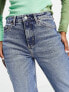 Topshop Straight jeans with raw hem in mid blue