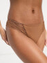 Dorina Frida thong in brown with lace trim