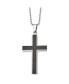 ფოტო #1 პროდუქტის Black Carbon Fiber Inlay Cross Pendant Ball Chain Necklace