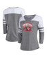 ფოტო #1 პროდუქტის Women's Heather Gray San Francisco 49ers 2023 NFC Champions Hail Mary Tri-Blend 3/4-Sleeve V-Neck T-shirt