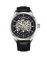 Men's Legacy Black Leather, Black Dial, 44mm Round Watch