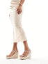 Glamorous Wide Fit espadrille wedge heeled sandals in silver diamante