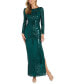 Фото #3 товара Women's Sequin Long-Sleeve Illusion Gown