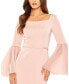 Women's Flounced Sleeve Square Neck Column Gown