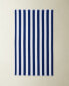 Cotton bath towel with blue stripes