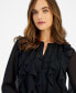 Фото #3 товара Women's Button-Front Cascade-Ruffle Blouse