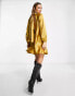 Фото #8 товара River Island tie back swing mini dress in gold satin