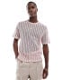 ASOS DESIGN boxy relaxed t-shirt in pink crochet