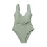Фото #4 товара Women's Ribbed Plunge Twist-Front One Piece Swimsuit - Shade & Shore Green XL