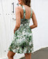 ფოტო #3 პროდუქტის Women's Palm Leaf Sleeveless Square Neck Mini Beach Dress