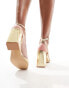 RAID Wide Fit Wink 2 block heeled sandals in gold