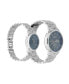 ფოტო #2 პროდუქტის Men and Women's Analog Shiny Silver-Tone Metal Bracelet His Hers Watch 42mm, 32mm Gift Set