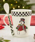 Christmas Tree Santa Black & White Porcelain Mug & Spoon Set