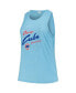 Women's Light Blue Chicago Cubs Plus Size Curvy High Neck Tri-Blend Tank Top