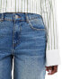 ASOS DESIGN – Jeans-Jorts in verwaschenem Mittelblau mit weitem, langem Schnitt