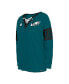 ფოტო #1 პროდუქტის Women's Midnight Green Philadelphia Eagles Lace-Up Notch Neck Long Sleeve T-shirt