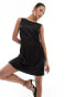 Фото #8 товара ASOS DESIGN low back satin mini dress with ties in black