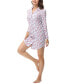 Фото #7 товара Women's Long Sleeve Notch Collar Sleepshirt Nightgown