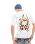 Фото #1 товара Ed Hardy oversized t-shirt with logo front and flaming skull back print