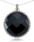 ფოტო #1 პროდუქტის Faceted Onyx (28 x 5mm) & Marcasite Medallion Pendant on 18" Chain in Sterling Silver