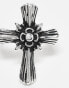 ASOS DESIGN ring with cross in burnished silver Серебристый, XL - фото #3