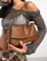 Фото #1 товара ASOS DESIGN washed shoulder bag with eyelet strap in tan