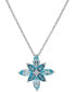 ფოტო #1 პროდუქტის Blue Topaz (2-5/8 ct. t.w.) & Lab Grown White Sapphire (1/6 ct. t.w.) Flower 18" Pendant Necklace in Sterling Silver