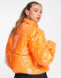 Фото #4 товара Missguided cropped vinyl puffer jacket in orange