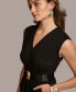 ფოტო #3 პროდუქტის Donna Karan Women's Belted V-Neck Piped Jumpsuit