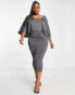 River Island Plus batwing bodycon midi dress in grey grau, 3XL - EU 56-58 - фото #3